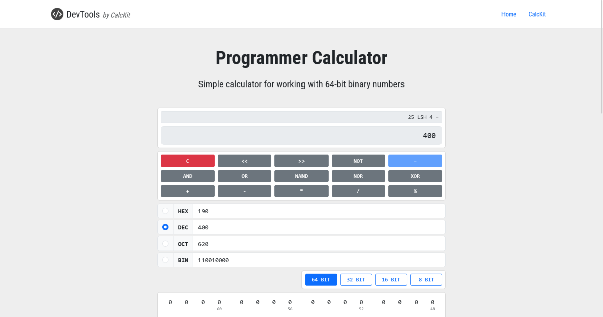 Programmer Calculator - DevTools by CalcKit